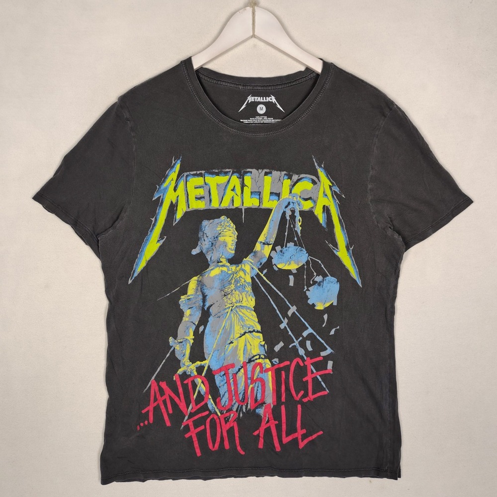 Metallica And Justice For All 1988 Tour Graphic T-Shirt Mens Medium Black Cotton